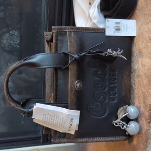 Coach Loved Leather Cargo Tote Bag 26 With Charms